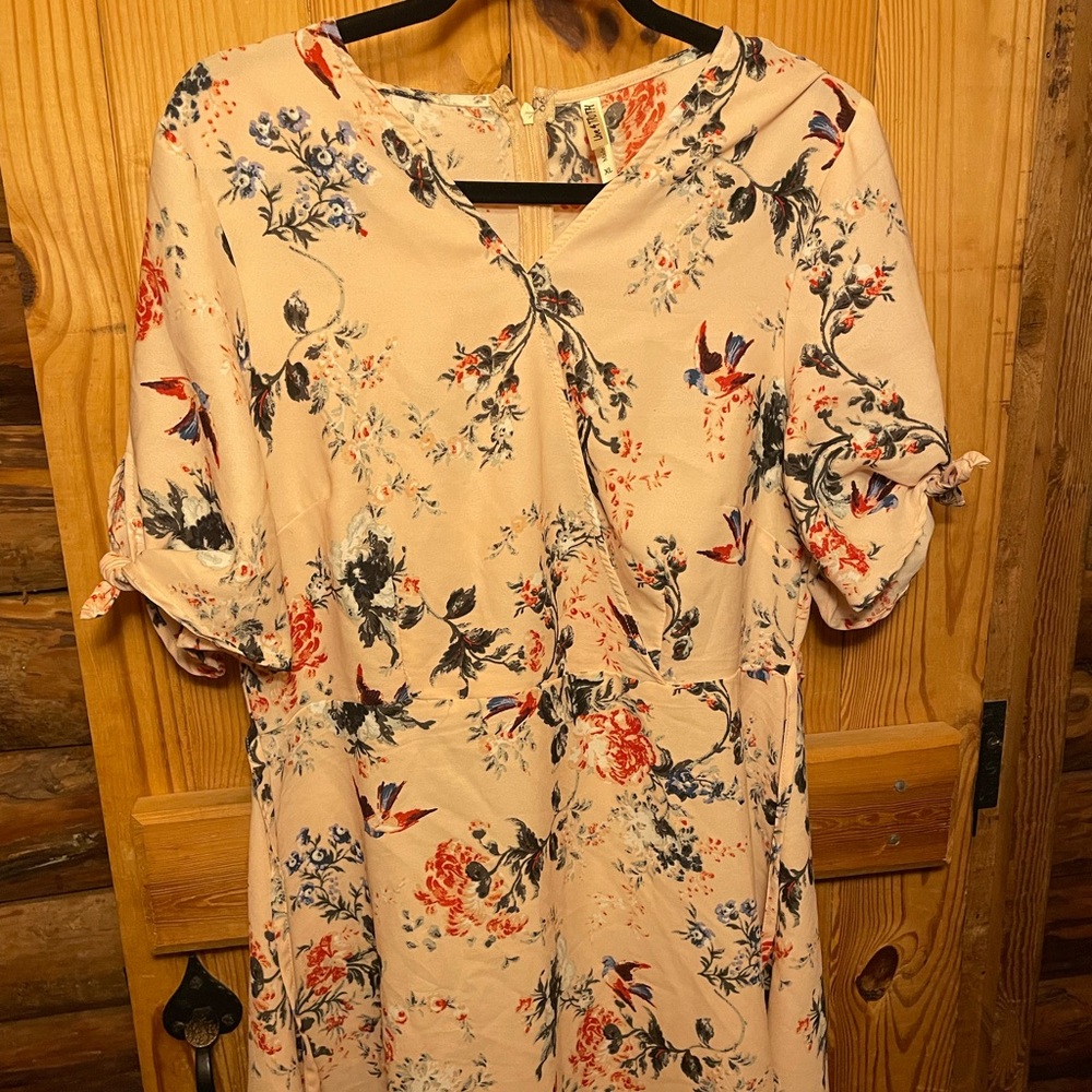 Light pink floral bird design sundress